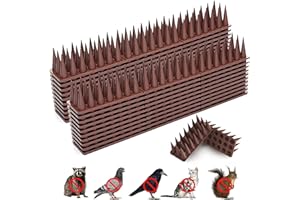BORHOOD Bird Spikes, 20 Pack Pigeon Deterrent for Small Birds Raccoon Cats Defender for Outside to Keep Squirrel Away, Plastic Fence Spike for Railing and Roof-Brown