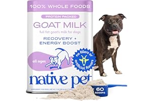 Native Pet Goat Milk for Dogs - Organic Goat Milk Powder for Dogs and Cats - Puppy Formula Dairy Replacement Packed with Protein & Vitamins for Immunity, Recovery & Growth for Active Pups - 60 Scoops
