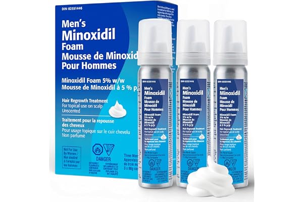 TARO Men’s Minoxidil 5% Foam Hair Regrowth Treatment, 3x 60g Cans | 3-Month Supply | Hair Regrowth Treatment for Men | Unscen