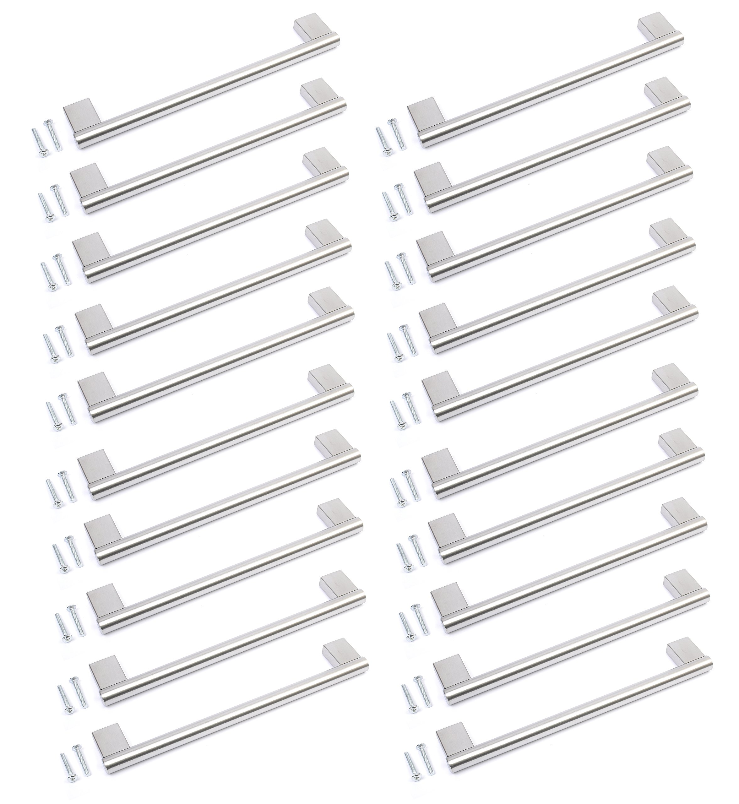 BSM Marketing Kitchen Cupboard Cabinet Keyhole Boss Bar Door Handle Knob Brushed Stainless Steel (20, 256mm)