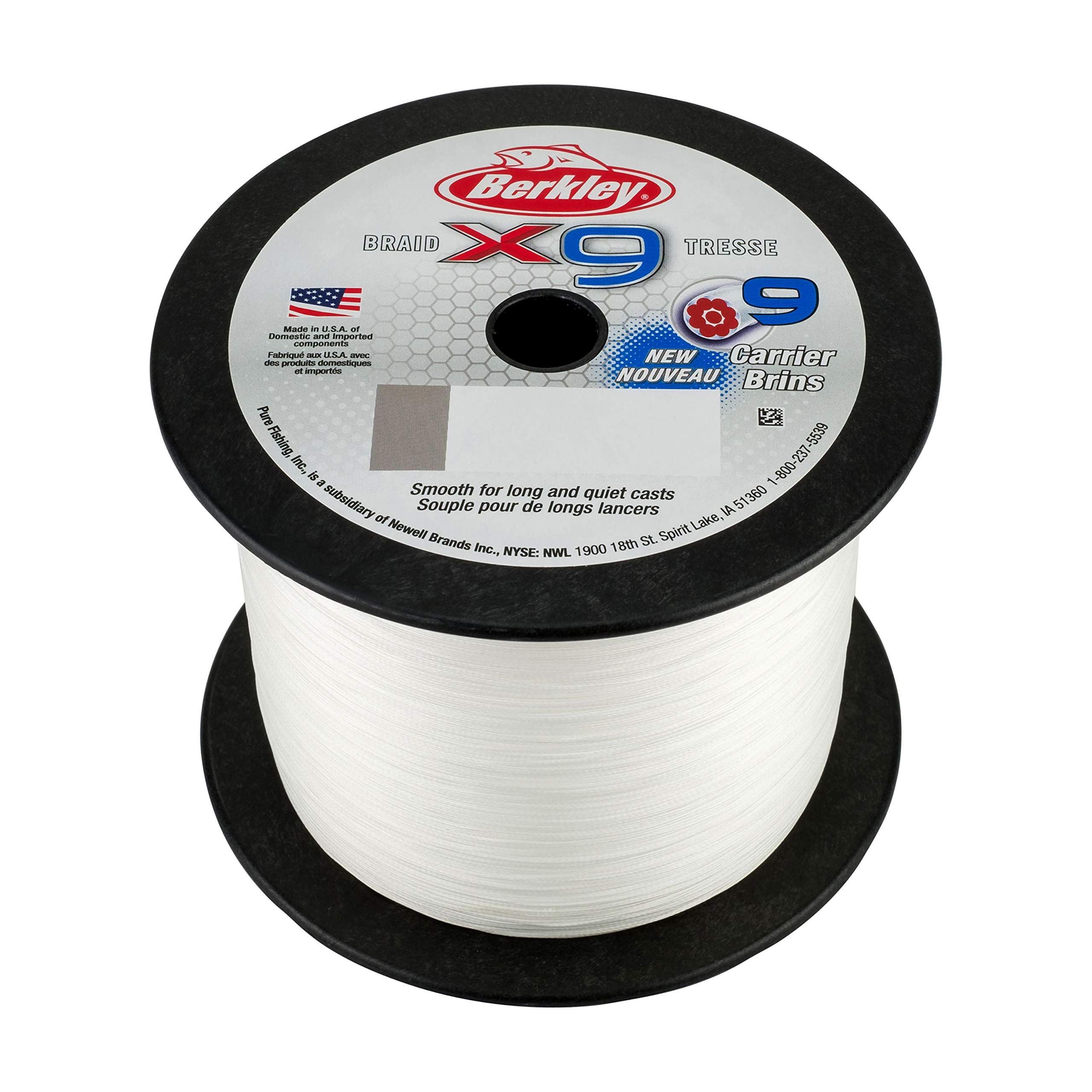 Berkley X9 Braided Fishing Line - 9 Strand Braid Line for Saltwater and Freshwater Fishing, Unisex,, Crystal, 27.0kg| 2188yd | 2000m