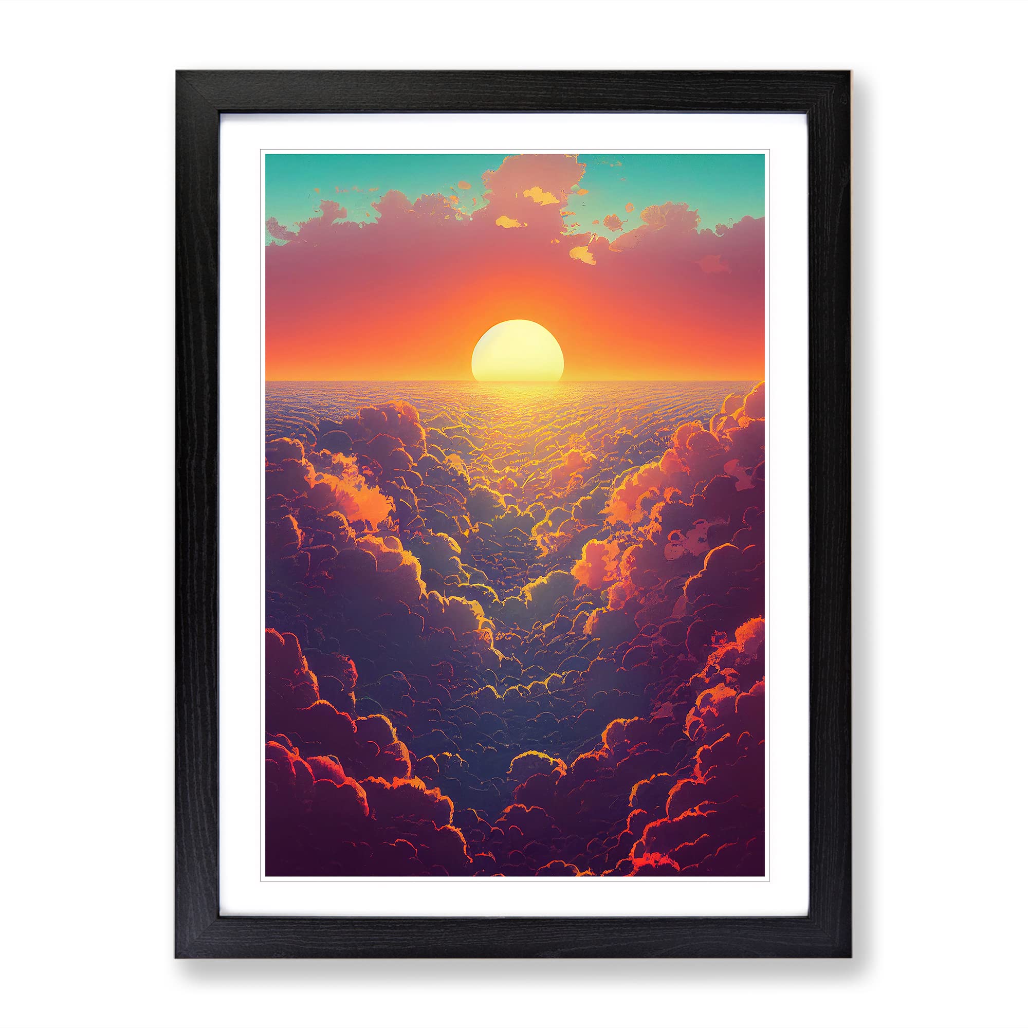An Ultimate Sunset Framed Print | A4 Black Framed Wall Art | Ready to Hang | Modern Landscape Picture | Living Room Bedroom Lounge Office