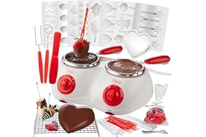 Dual Electric Chocolate Melting Pot Set- Candy Making or Fondue Fountain Kit w/ 30 Bonus Accessories-Dip Strawberries & Marsh