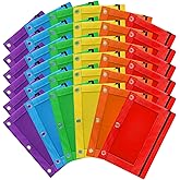 Gloween 72 Pack Pencil Pouch for 3 Ring Binder, Zipper Pencil Pouches/Case in Assorted Color, Durable Binder Pencil Pouch/Bag for Office School Supplies (6c-2412)