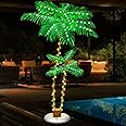 PINPON Lighted Artificial Palm Tree, 6 FT Light Up Christmas Palm Tree Decorations Decor, Fake Trees Lights for Patio Yard Pool Porch Deck Tropical Party Tiki Bar Indoor Outdoor Use
