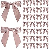LIZLOVESS Dusty Rose Satin Ribbon Twist Tie Bows 5 Inch Pre-Tied Dusty Pink Gift Bows for Crafts, Treat Bags, Party Favors, Wedding, Baby Shower, Candy Apple, Christmas Tree (36 Pack)