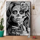 Gorgeous Sugar Skull Lady Day Of The Dead Vintage Signage For Home Garage Decor Gifts Metal Tin Sign 6x8 Inch