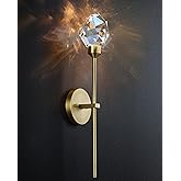 Untrammelife Indoor Crystal Wall Sconce, Brushed Brass Gold Hardwired Wall Light Fixture 3 Color Temperature 3000K-4000K-5000