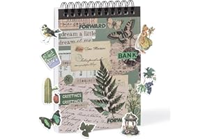RISYPISY Pre-Cut Vintage Washi Sticker Book for Scrapbookling - 50 Sheets Green Journaling Stickers, Ephemera for Junk Journal Supplies DIY Crafts Arts Frame Album, 476PCS