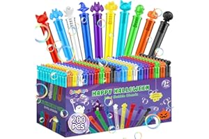 LETAPAPA 200 PCS Halloween Mini Bubble Wands, Halloween Party Favors for Kids, Bubble Wand Bulk for Goodie Bag Stuffers, Trick or Treat, Halloween School Classroom Prizes Gifts for Boys Girls(10 Colors)