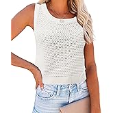Women's Summer Knit Sweater Vest Summer Tops Crochet Tops for Women Casual Trendy Pullover Tank Hollow Sleeveless Crop Tops