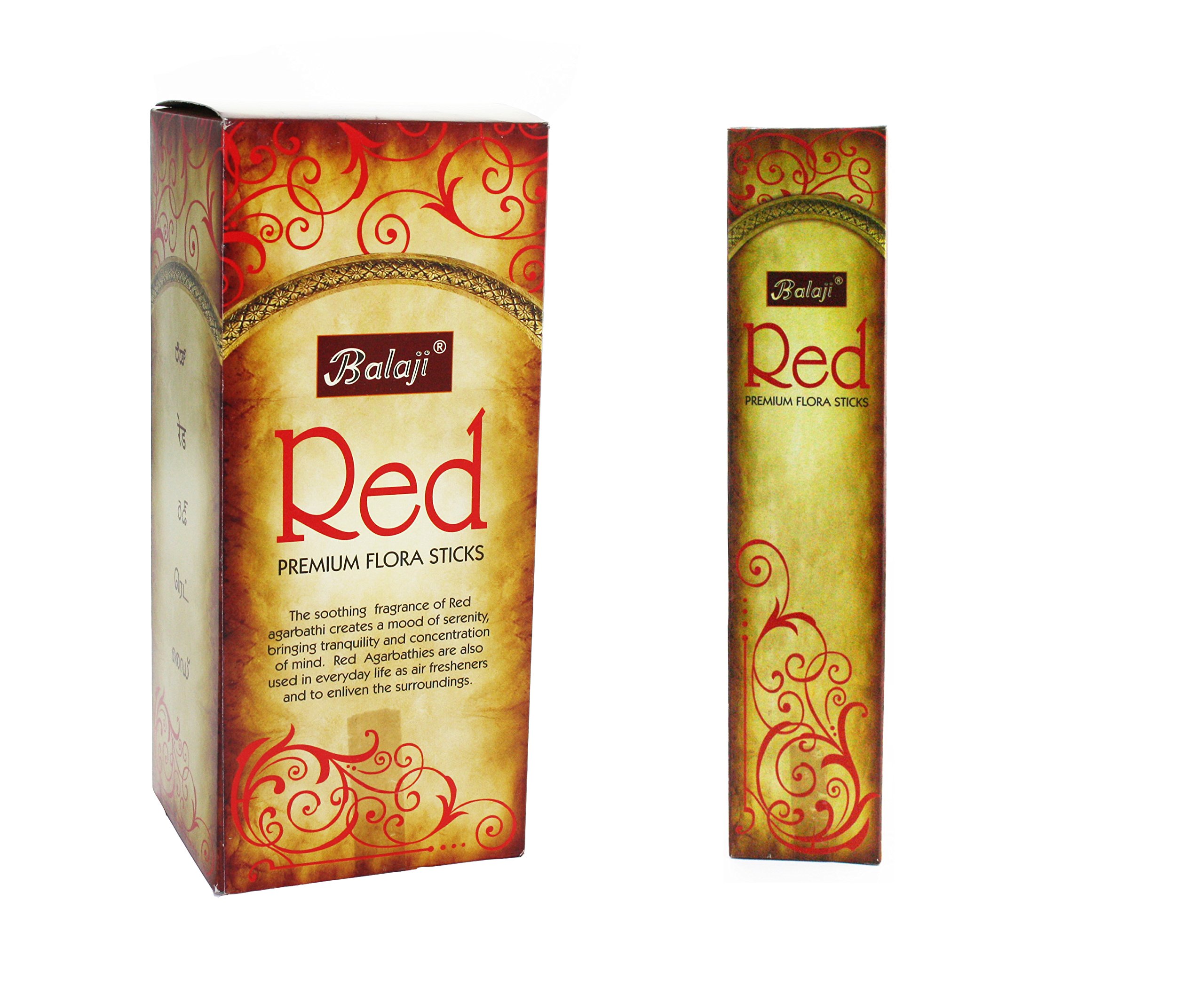 Balaji Red Premium Flora Incense Sticks, (12 units x 12 sticks),Brown,11 x 9.7 x 25 cm
