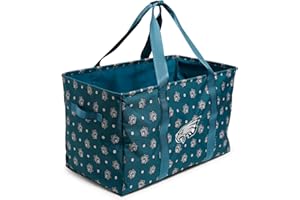 Vera Bradley Women's Recycled Lighten Up NFL Large Car Tote (Multiple Teams Available), Green/Black Bandana with Philadelphia Eagles