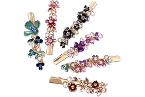 LIZZIE KAY 6PCS Colorful Vintage Flower Design Metal Alligator Hair Clips Accessories Women Girls