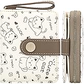 Farcauo Cat Pattern Wallet for Women and Ladies Small Cute Kawaii Brown Coin Purse with ID Window and Credit Card Holder Compact Wallet for Women and Ladies