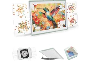 MobiPuzz 1000 Pieces Puzzle Board 3-in-1 Double-Sided & Rotating & Tilting, Plastic Puzzle Table with Sorting Boxes and PVC C