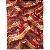 ainori Bacon Lover's Flannel Blanket - Realistic Bacons for Food Enthusiasts Throw - Soft Cozy Blankets for Quirky Kitchen Decor, Foodie Gifts, and Fun Home Accents 50x60in