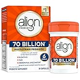 Align Probiotic, 70 Billion CFU, 6 Strain Blend, Probiotics for Women and Men, Daily Probiotics for Digestive Health, Helps Relieve Occasional Bloating & Gas 30 Capsules