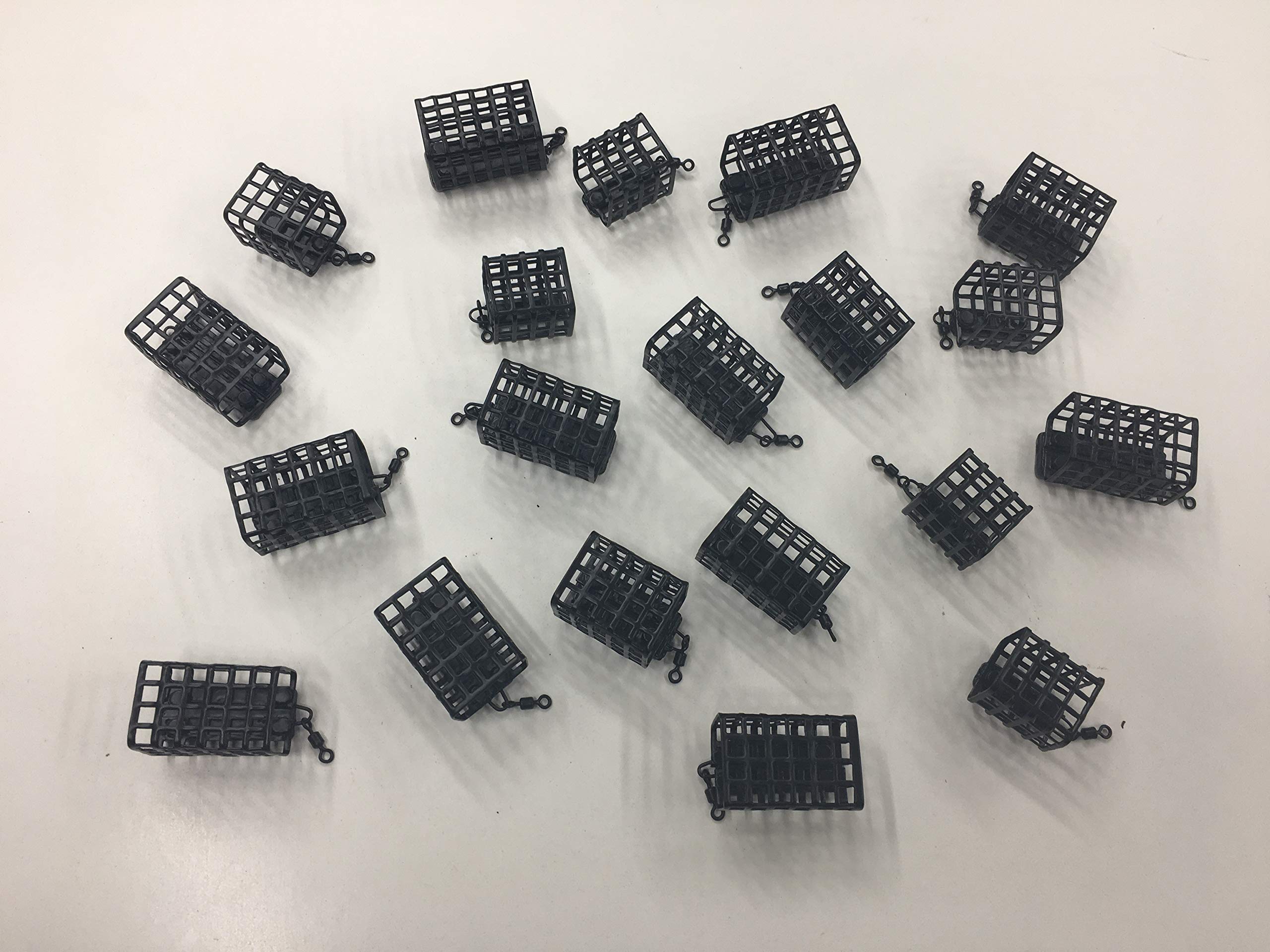 20 x Mixed Square Metal Cage Feeders with swivels - selection of 10-50 grams.