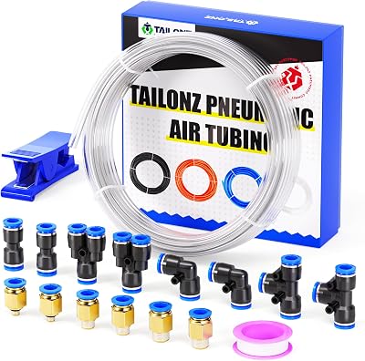 Tailonz Pneumatic Polyurethane Tube 6mm 4mm 10m Kit PU Air Hose