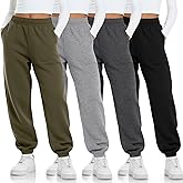 LessonZoo 4 Pack Girls' Joggers Sweatpants Kids Casual Pants Elastic Waisted Soft Athletic Sweat Pants with Pocket