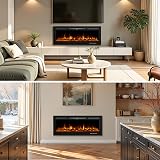 INMOZATA 50 inch Electric Fireplace Wall Mounted Inset Recessed Heater view 3
