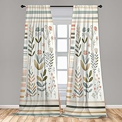 Ambesonne Leafy Art Window Curtains Pack of