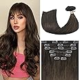 Aison Medium Brown Clip in Hair Extensions Real Human Hair 70G 100% Remy Human Hair Clip in Extensions Soft Silky Straight 7pcs 16clips One Pack 18 Inch Brown Hair Extensions