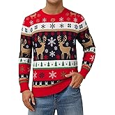 Atforna Mens Ugly Christmas Sweater Santa Clause Reindeer Snowflake Knitted Funny Pullover Xmas Holiday Long Sleeve Sweaters