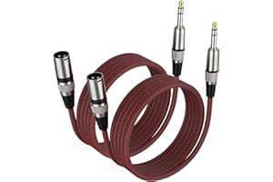 BIFALE 1/4'' TRS to XLR Male Cable 6 FT 2Pack, Balanced Microphone Cable, Mic Cable, XLR to 1/4 Cable for Power Speaker, Mixer, Amplifier and More