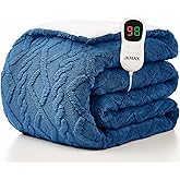JKMAX Heated Electric Blanket Full Size-72"x84" Heating Blanket with 10 Heating Levels & 5 Time Settings Over-Heat Protection，Winter Warmer for Adults with ETL Certification（Blue）