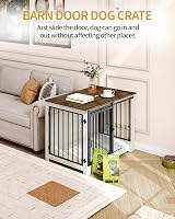 Hzuaneri Dog Crate Furniture 100 cm Double Door Barn Door White Brown DFC02314B view 7