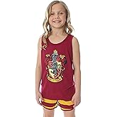 Harry Potter Big Girls' Hogwarts House Crest Racerback Tank and Shorts Pajama Lounge Set