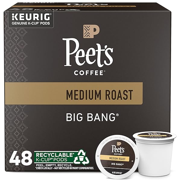 PEET’S COFFEE, MEDIUM ROAST KEURIG K-CUP PODS – BIG BANG 48 COUNT (1 BOX OF 48 K-CUP PODS)