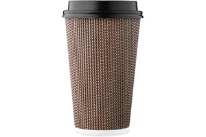 HARVEST PACK GOURMET SHOWCASE [85 SET]Harvest Pack 16 oz Coffee Cups, Disposable Insulated Ripple Coffee Cups, Double-Walled To go Cups with Lids, Brown Geometric, Drinking Paper Cups for Tea Hot Chocolate Drinks