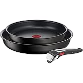Tefal Ingenio Unlimited On Set of 2 Frying Pans 22/26 cm + Removable Handle, Induction Safe, Non-Stick, Titanium Coated, Ther