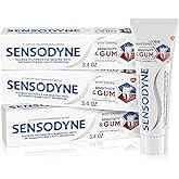 Sensodyne Sensitivity & Gum Whitening Toothpaste, Toothpaste for Sensitive Teeth & Gum Problems, 3.4 Ounces (Pack of 3)