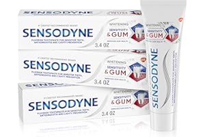 Sensodyne Sensitivity & Gum Whitening Toothpaste, Toothpaste for Sensitive Teeth & Gum Problems, 3.4 Ounces (Pack of 3)