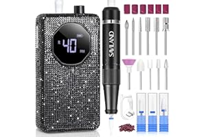 SAVILAND Professional Nail Drill 40000 RPM: Portable Electric Nail Drill Kit File Machine with Ceramic Nail Bit Sanding Bands for Quick Acrylic Removal Manicure Salon Home Use, Black Diamond