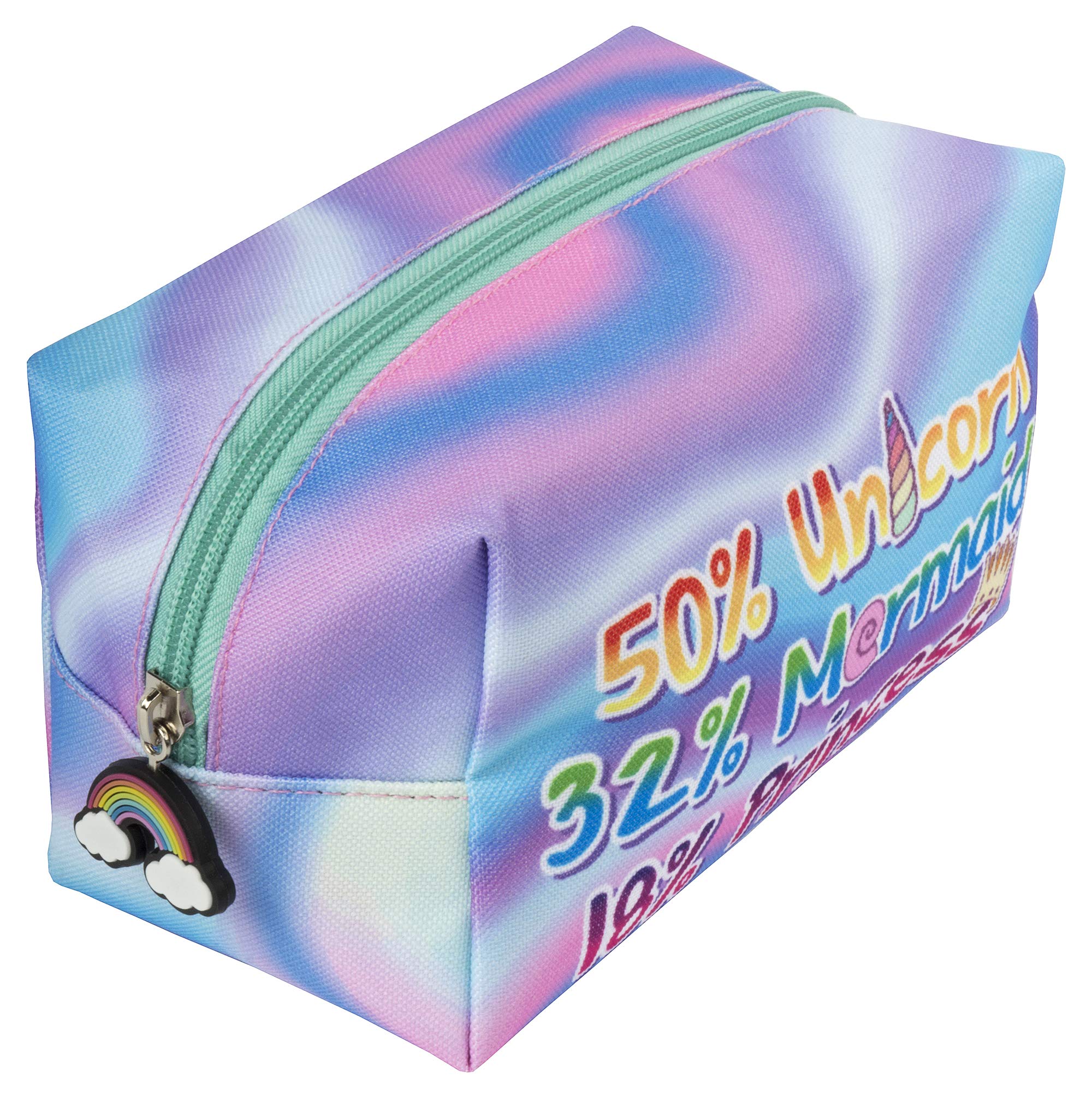 FRINGOO® Large Square Make Up Bag Cosmetics Pouch Travel Toiletry Bag Organiser Gift for Girls Funny Unicorn (Unicorn Mermaid Princess)