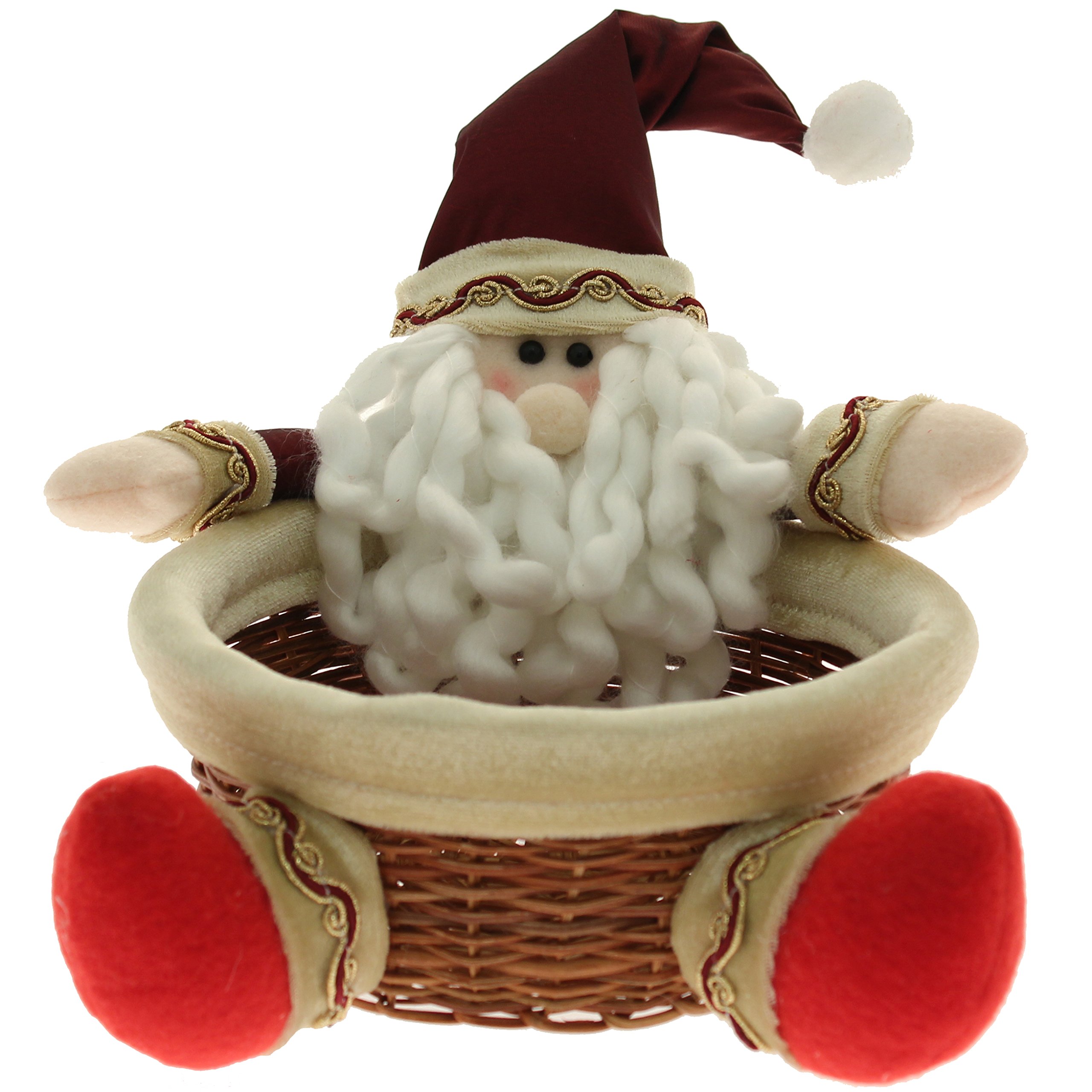 WeRChristmas 18 cm Santa Multi Use Nuts Treats Sweets Christmas Wicker Basket Table Decoration