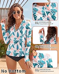 WOWENY Women Rash Guard Long Sleeve Swimsuit Top