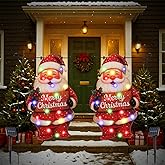2 Pcs Lighted Christmas Garden Flag 22x13 Inches, 8 Modes Double Sided Santa Solar Christmas Decorations Outdoor LED Navidad Flag for Yard Patio Lawn Porch Xmas Decor