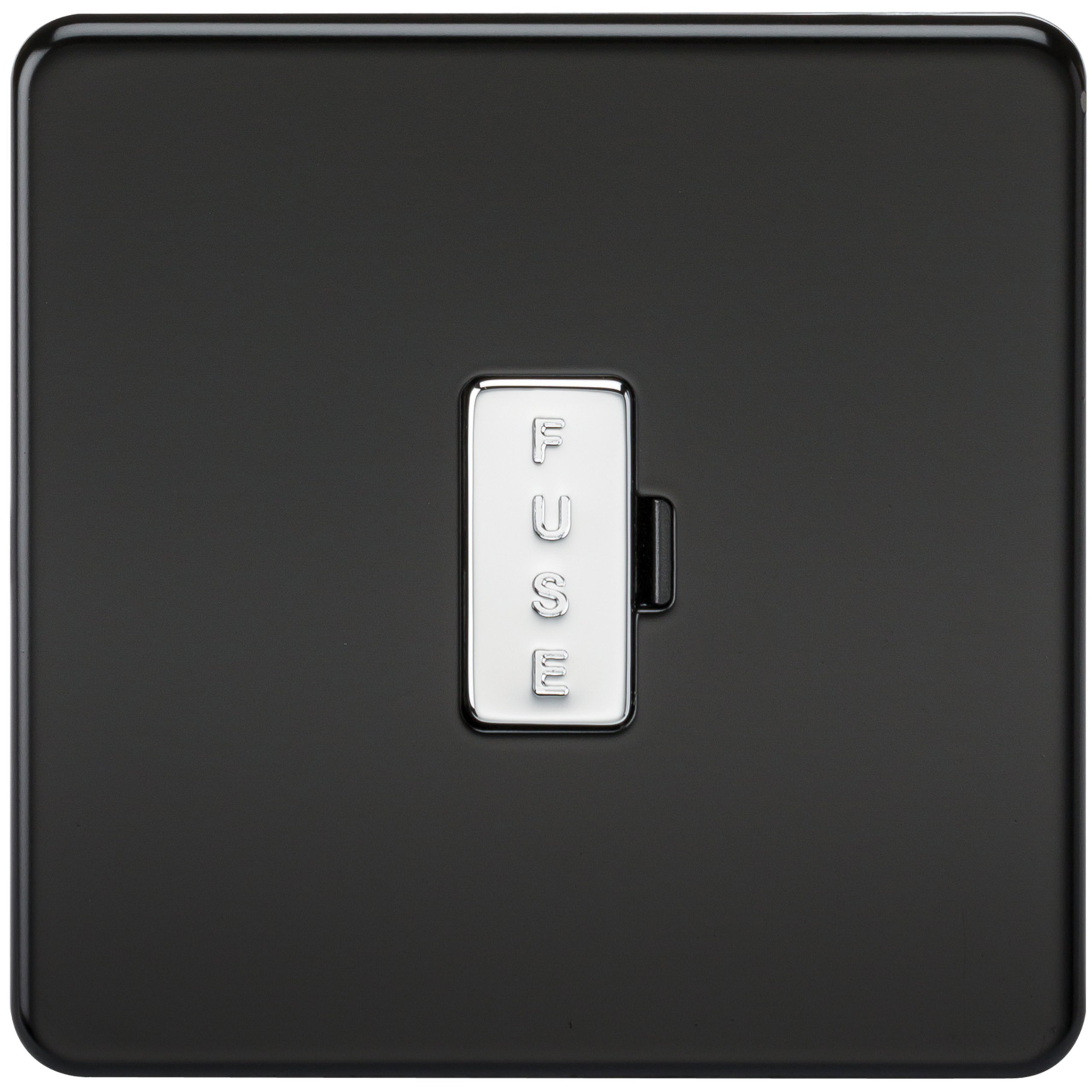 Knightsbridge SF6000MB Screwless 13 Spur Unit, Matt Black with Chrome Fuse Cap