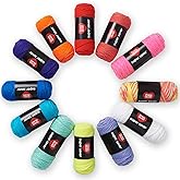 RED HEART Super Saver Yarn Super Craft Kit Brights, with 12 Pack of 50g/1.7 oz. 4 Medium Worsted Yarn for Knitting & Crocheti