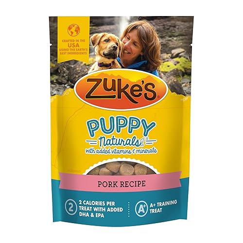 Zuke's Puppy Naturals Dog Training Treats, Pork & Chickpea Recipe, Nutrient-Rich Mini Dog Treats for Training, Grain Free Puppy Treats, 5 OZ Bag (Pack of 1)
