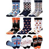 Haysandy 6 Pairs Novelty Basketball Socks for Men Funny Athletic Cotton Crew Sock Senior Night Gift for Basketball Lover Team