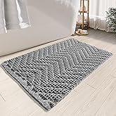 BULULOM Upgraded Bath Mat, Non Slip, Machine Washable - Super Absorbent Waffle Weave, Rubber Backed, Ultra Soft - Gray, 17" x 24"
