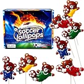Soccer Bear Shaped Lollipops, 24 Count Bulk Individually Wrapped Suckers | Assorted Fruit Flavors Hard Candy - Sports Team Treats, Party Snacks, Goodie Bags Stuffers, Game Day Snacks &amp; Birthday Decor