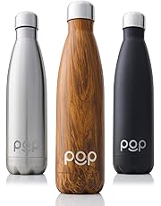 POP Design Bottiglia per Acqua Mantiene Il Freddo per 24 Ore e Il Caldo per 12 Ore | Acciaio Inox Isolamento a Vuoto | Antigoccia e anticondensa | Collo Stretto e priva di BPA